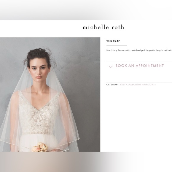 Michelle Roth (FKA Henry Roth) Swarovski Crystal-edged veil - Picture 1 of 7